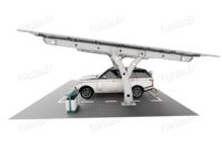 Abri solaire pour voiture à poteau unique en acier au carbone, facile à installer, avec surface anodisée, durée de vie de 20 à 25 ans, résistance au vent de 60 m/s pour terrain ouvert