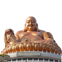 Statue de Bouddha riant en or en laiton moulé en gros pour la décoration intérieure
