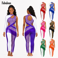 Ensemble d'uniforme de majorette motif léopard violet, combinaison asymétrique à franges, dos ouvert, unitard de danse à panneaux blancs, tenue de performance
