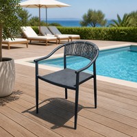 Chaise de jardin moderne en aluminium 6063 avec corde tressée, légère, imperméable et durable pour l'extérieur