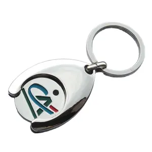 Magnifique porte-clés en métal avec logo personnalisé porte-clés couleur argent pièce de monnaie de chariot de shopping pièce de monnaie de bonbon