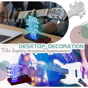 Soporte de exhibición de púas de guitarra de madera con luz LED, diseño 'La música es vida', para almacenamiento de accesorios de guitarra - Product Image 3