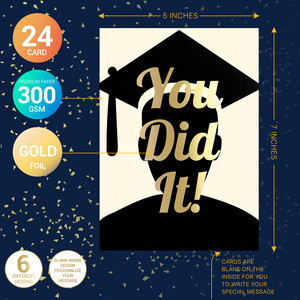Luxury Gold Foil <strong>Graduation</strong> Greeting Gift Cards 24 Pieces / Deck Wholesale <strong>Graduation</strong> <strong>Invitation</strong> Thank You Cards with Envelopes - Product Image 2