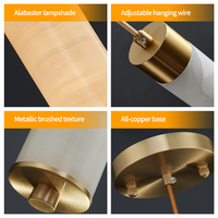 Luminaire suspendu ZeroUNO en albâtre, abat-jour cylindrique long en marbre d'albâtre naturel, lustre en albâtre, fabricants d'albâtre, style nordique