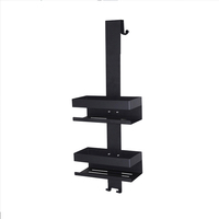 Étagère de rangement murale double couche moderne en acier inoxydable, sans perforation, pour salle de bain, à fixer derrière la porte de la douche