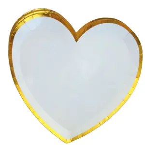 Platos de papel en forma de corazón, platos de fiesta, vajilla, Día decoración para el de la madre, accesorios de fiesta de boda para el Día de San Valentín