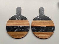 Planche à découper rectangulaire en marbre et bois d'acacia, épaisseur 1,3 cm, plateau de service naturel avec poignée, ustensile de cuisine pour découper le fromage, directement de l'usine