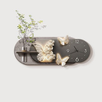 Peinture Murale Luxe Extravagante Plantes Hydroponiques Décoration Artistique Salon Papillon Simplicité Élégance Horloges