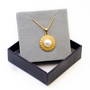 Collier à pendentif en or 18K plaqué PVD, <span class=keywords><strong>perle</strong></span> ronde en acier inoxydable, <span class=keywords><strong>perle</strong></span> de coquille naturelle - Product Image 6