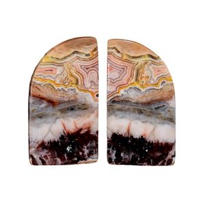 Par de ágatas Crazy Lace naturales de más de 20 quilates, pulidas en forma de media luna, para la elaboración de joyas. - Product Image 1