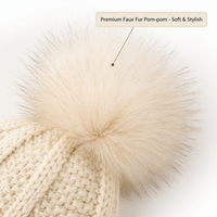 Bonnet en tricot torsadé pour femme avec pompon en fausse fourrure, doublure en satin, bonnet d'hiver chaud, fournisseur de bonnets brodés sur mesure