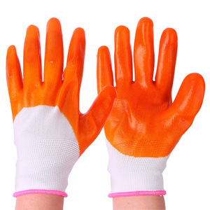 Guantes de PVC Chuangxin Xinda P359 Naranja con Gasa Blanca, Totalmente Texturizados y Antideslizantes para Construcción - Product Image 1