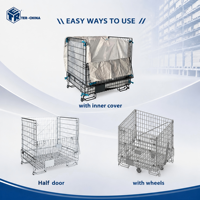 Conteneur en treillis métallique robuste avec plateaux pour le stockage de bouteilles de vin, cage à palettes pliable en acier galvanisé