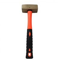 Outils anti-étincelles Oak Brand, marteau de démolition en cuivre rouge de 1 kg, type allemand avec manche en fibre de verre, adapté à divers domaines