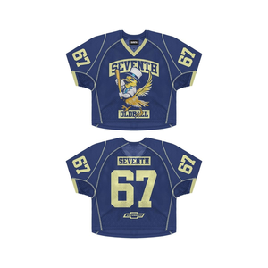 เสื้อเจอร์ซีย์ย้อนยุคอเมริกันฟุตบอลเจอร์ซีย์ผ้าตาข่ายระบายอากาศสำหรับสโมสรผลิตตามสั่ง - Product Image 3