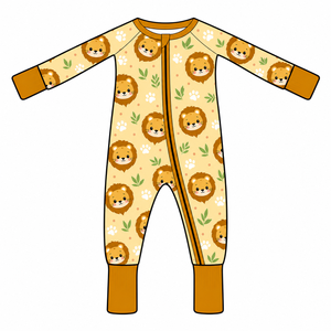 <span class=keywords><strong>Pijama</strong></span> de bebé de viscosa de bambú con estampado de león, con cremallera bidireccional, venta al por mayor, estampado personalizado - Product Image 1