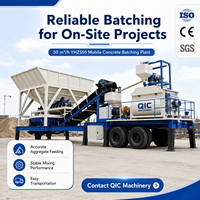 Centrale à béton mobile prête à l'emploi de 35 m3/h, équipement de mélange de béton portable avec contrôle PLC