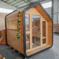Sauna électrique extérieur en cèdre rouge en forme de cube avec poêle à vapeur sèche pour 4 personnes, bienfaits pour la santé