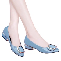 2025 dames cheville pompes talon bas solide en cuir verni chaussures pour femmes PU semelle intérieure nouveaux Styles pour l'été