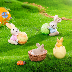 Кролик Kawaii, пластиковые поделки, сказочные украшения для сада, пасхальное кроличье яйцо, художественные аксессуары из смолы, 3D миниатюрные фигурки для ключей - Product Image 2