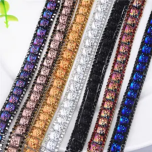 JUNAO 45*120cm Glitter Clear Silver Rhinestone Mesh Fabric Crystal Ribbon  Glass Strass Applique Sewing Metal Trimming for Dress