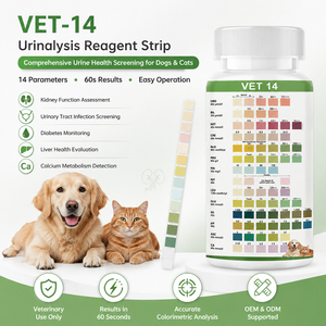 Offre Spéciale : Bandelettes Réactives VET-14 pour l'<span class=keywords><strong>Analyse</strong></span> <span class=keywords><strong>Urinaire</strong></span> – Tests d'<span class=keywords><strong>Analyse</strong></span> d'Urine pour Chiens et Chats – Bandelettes de Diagnostic - Product Image 1