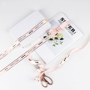 Rouleau de ruban en satin avec feuille imprimée personnalisée, 1 pièce, vente en gros, amour et cœur, pour bouquet de fleurs - Product Image 3