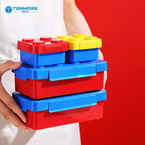 Boîte à bento empilable en forme de blocs de construction, récipient à lunch étanche avec séparateurs pour enfants et adultes - Product Image 1