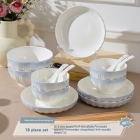 Service de vaisselle Rococo bleu dégradé, bols à soupe et à riz, compatible micro-ondes, céramique émaillée haute température, design moderne et minimaliste