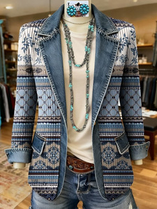Nuova Collezione 2026: Blazer da Donna con Stampa Digitale Etnica Azteca, Giacca a Maniche Lunghe Personalizzabile - Product Image 6