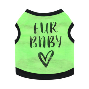 Chaleco sin mangas verde neón para mascotas, camiseta para perro con estampado FUR BABY, ropa de algodón suave para cachorros, camiseta sin mangas de verano para perros pequeños - Product Image 1