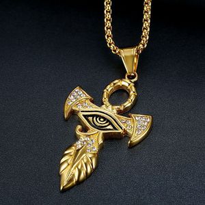Vente en gros Nouveaux bijoux hip-hop européens et américains en cuivre plaqué or, chaîne à maillons sertie de diamants, œil d'Horus, <span class=keywords><strong>croix</strong></span> <span class=keywords><strong>Ankh</strong></span> - Product Image 6