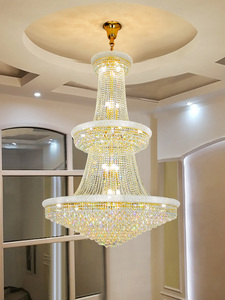 Neu Eingetroffene Luxuriöse Pendelleuchten Rund Gold Hohe Deckenleuchte Hängend Zuhause Dekor Moderne Kristall-Kronleuchter - Product Image 2
