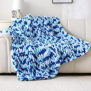 Couvertures <span class=keywords><strong>tricot</strong></span>ées colorées douces lavables Chenille jeter couverture 100% à la main épais câble <span class=keywords><strong>tricot</strong></span> grandes couvertures de corde au Crochet - Product Image 1