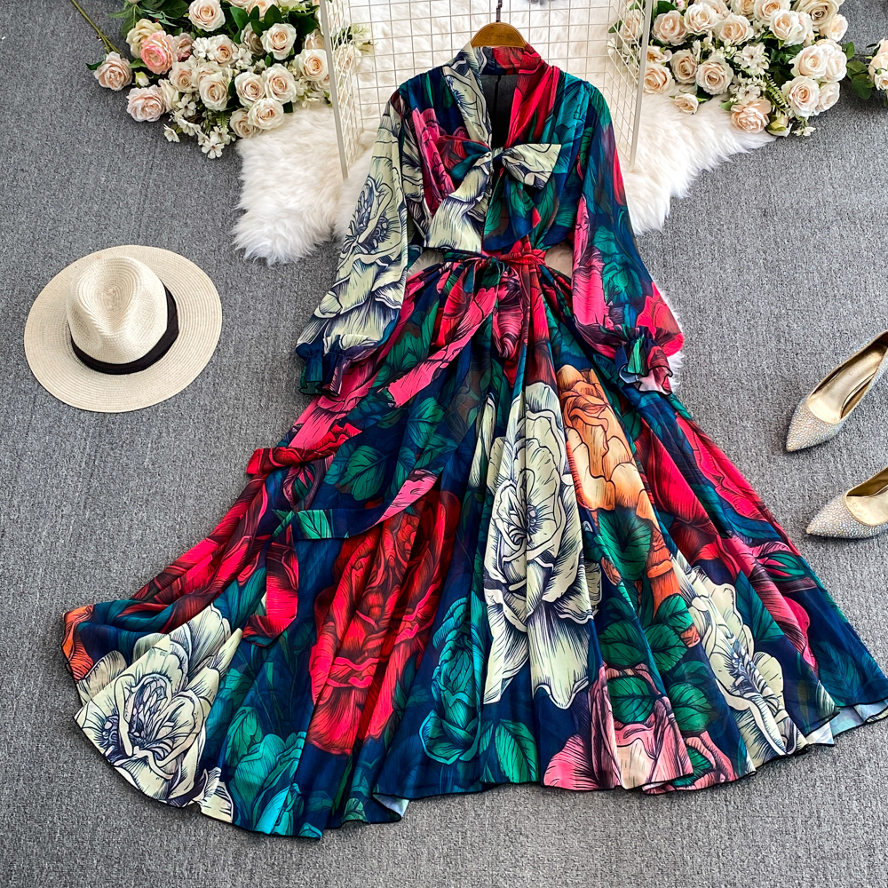 Style Dress Holiday Dress Design Print Slim Long Chiffon High-End Exquisite Long Dresses Style Dress Holiday Dress Design Print Slim Long Chiffon High-End Exquisite Long Dresses