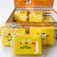 Jouet Squishy en PU en forme de bloc de lait, de beurre ou de fromage, à expression de dessin animé, doux, à rebond lent, anti-stress, à presser, jouet de décompression