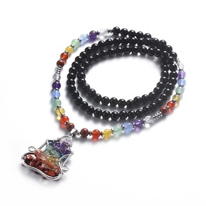 Cuentas de piedras preciosas naturales <span class=keywords><strong>roca</strong></span> de Lava o amatista o cuarzo rosa y 7 Chakra DE LA VIDA árbol colgantes Chakra collar de la joyería - Product Image 6