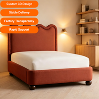 Base de Cama de Plataforma de Madera de Haya 100% Sólida, de Lujo, Resistente, Tamaño Queen, Tapizada en Terciopelo Suave y Elegante, con Garantía de 10 Años, Venta al Por Mayor