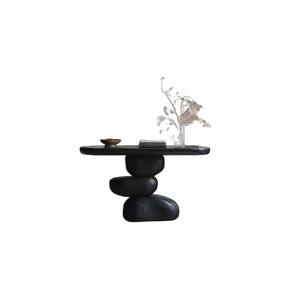 <span class=keywords><strong>Table</strong></span> <span class=keywords><strong>console</strong></span> d'entrée en bois de chêne massif noir carbonisé, style moderne et luxueux, silencieuse, pour couloir, allée, décoration, séjour - Product Image 5