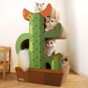 Cactus <b>cat</b> scratching post and <b>cat</b> bed integrated with corrugated cardboard, wear-resistant, <b>scratch</b>-resistant, lint-free, - Product Image 2