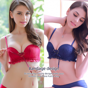 เสื้อชั้นในแบบผูกด้านหน้า PAERLAN ขายส่ง OEM สต็อกจำนวนมาก ทรงวีลึก ยกกระชับ ไร้โครง พร้อมลูกไม้ - Product Image 2