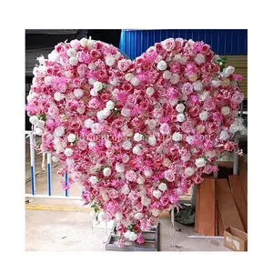 Hete Verkoop 2023 Zijde Bloemenmuur Zoete Hart Roze Roos Bloemenmuur Voor Bruiloft Decor En Aangepaste Nieuwste Ontwerpen Achtergrond