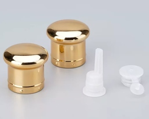 Capuchon en plastique double couche doré à 18 dents en forme de champignon ; <span class=keywords><strong>Bouchon</strong></span> de bouteille d'huile essentielle en forme de <span class=keywords><strong>gourde</strong></span> simple/double ; <span class=keywords><strong>Bouchon</strong></span> à vis pour bouteille en verre - Product Image 3