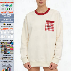 <span class=keywords><strong>Felpa</strong></span> <span class=keywords><strong>Oversize</strong></span> da Donna con Collo a Girocollo e Tasca a Quadri <span class=keywords><strong>Rossa</strong></span>, Manica Lunga, Pullover Casual Invernale - Product Image 1