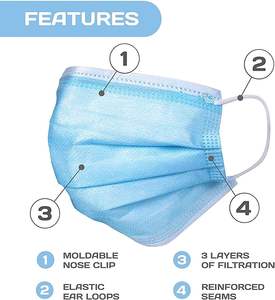 قناع وجه مريح صديق للبشرة للاستعمال مرة واحدة من 3 طبقات من القماش غير المنسوج قناع تنفس مضاد للغبار والبكتيريا مع حماية لمرشح - Product Image 4