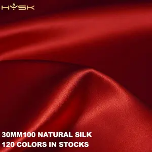 HengYun chinese red range silk 6 A Grade 30MM 120 multi colors moroccan Plain Dyed Charmeuse satin 100% pure Silk satin Fabric