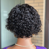Wig rambut manusia potongan Pixie pendek lurus Wig depan renda transparan 13x4 oranye jahe Virgin India grosir UNTUK WANITA HITAM