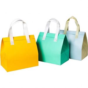 Sacs d'emballage à emporter en tissu non tissé laminé, isolés, pour boissons, avec poignée de longueur de main, jetables, en aluminium, personnalisés - Product Image 1