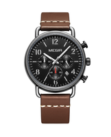 Montre chronographe à quartz pour homme, bracelet en cuir, minimaliste, vintage, sport, décontractée, étanche, lumineuse, avec affichage de la date, multi-cadrans