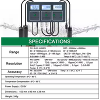 Testeur de qualité de l'eau WiFi 8-en-1, moniteur multiparamètres PH/EC/TDS/ORP pour aquarium, hydroponie, piscine, eau potable